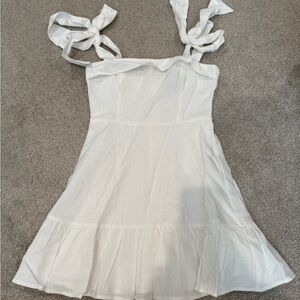 White Kids Dress with Bow Straps